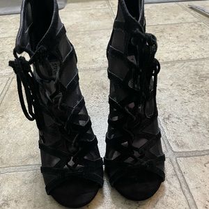 Black strappy heels